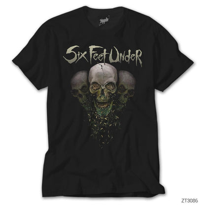 Six Feet Under Skulls Siyah Tişört