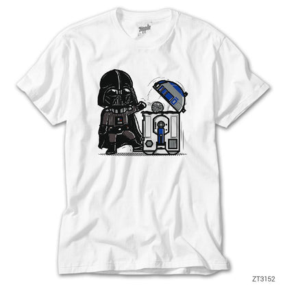 Darth Vader R2D2 Trashcan Beyaz Tişört
