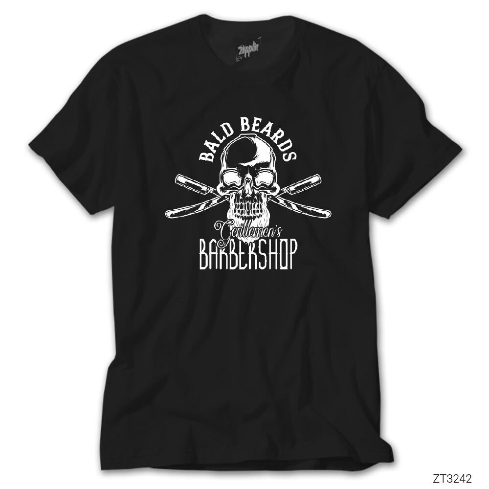 Barbershop Bald Beards Siyah Tişört