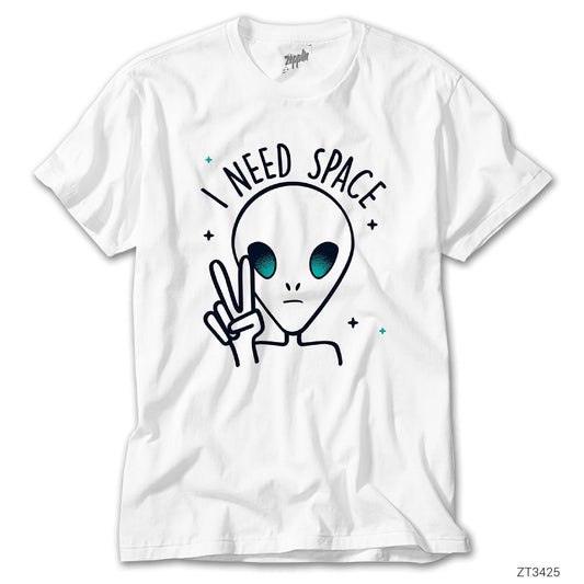 Alien I Need Space Beyaz Tişört