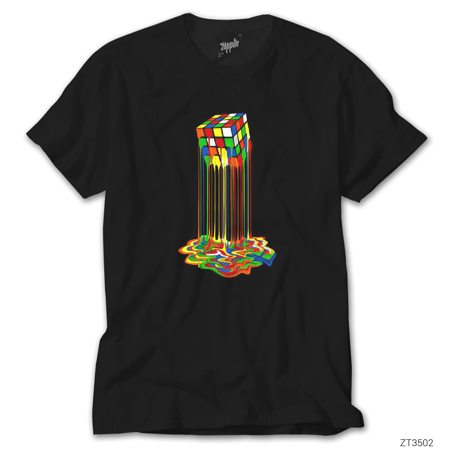 Rubix Cube Rainbow Siyah Tişört