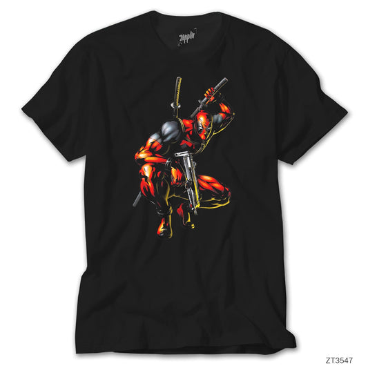 Deadpool Uzi Siyah Tişört