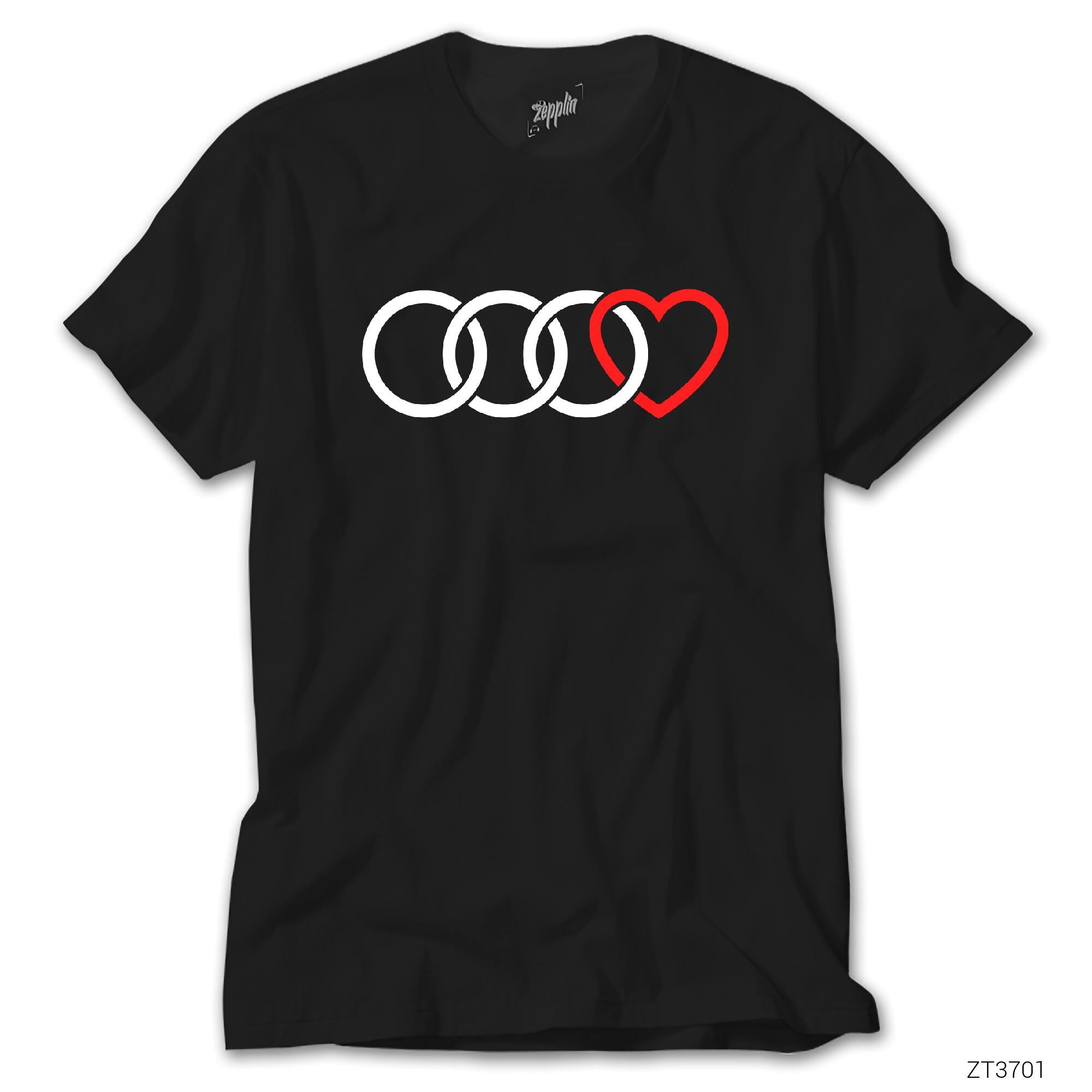 Audi Rings Hearth Siyah Tişört
