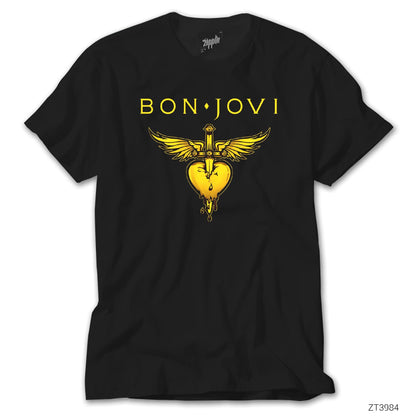Bon Jovi Gold Hearth Siyah Tişört