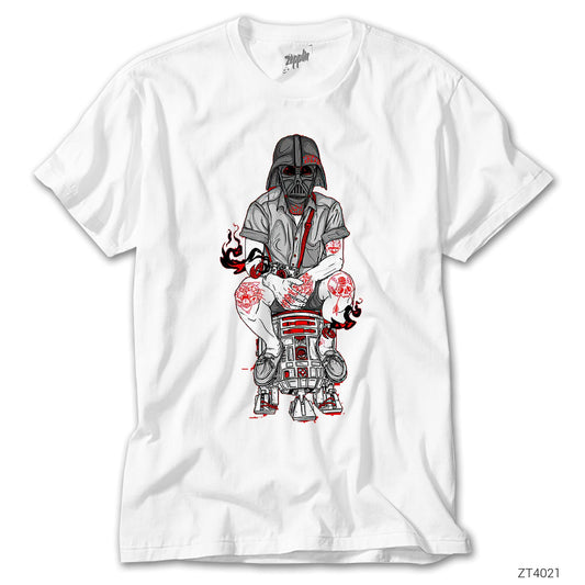 Dart Vader on The Toilet Beyaz Tişört