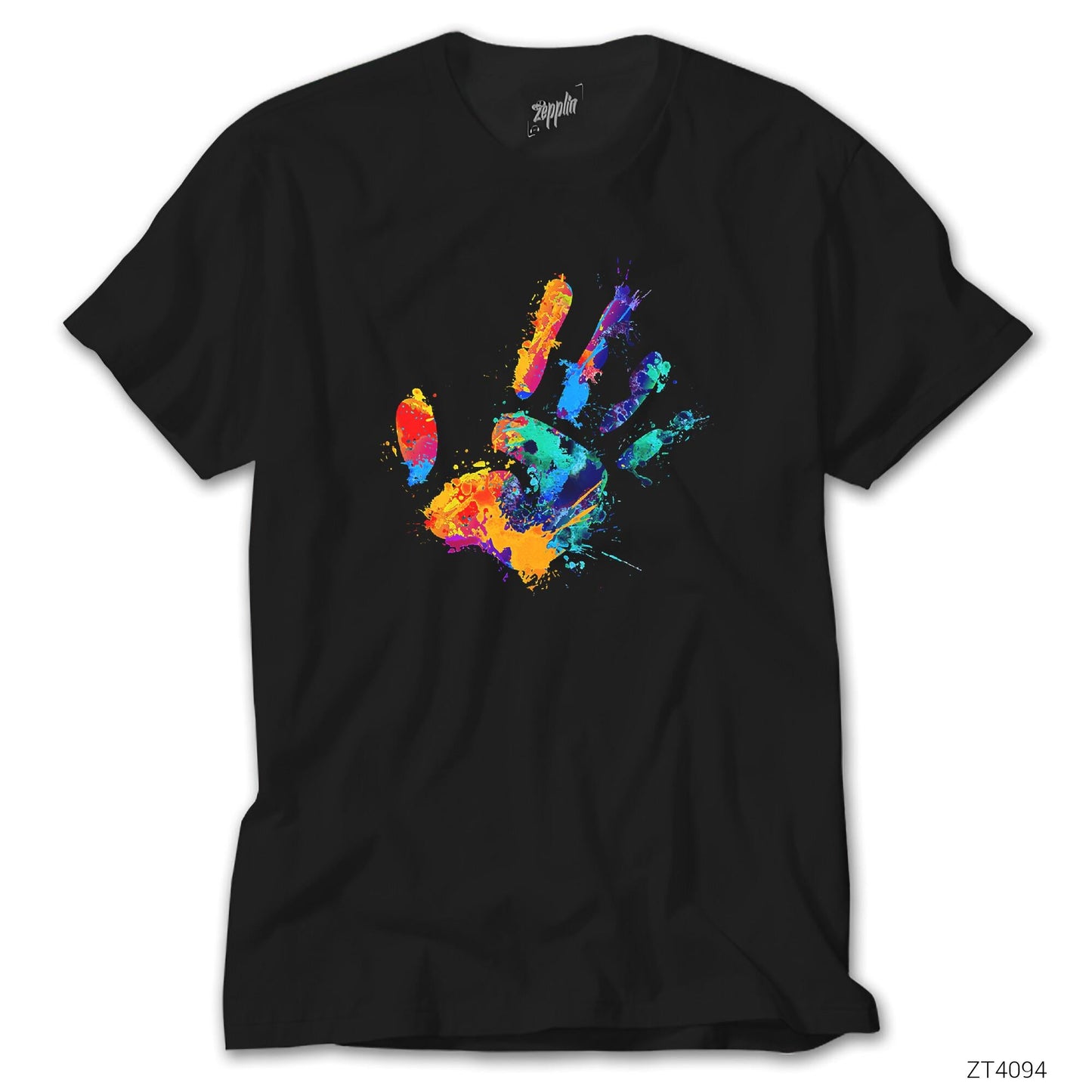 Hand Splash Paint Siyah Tişört