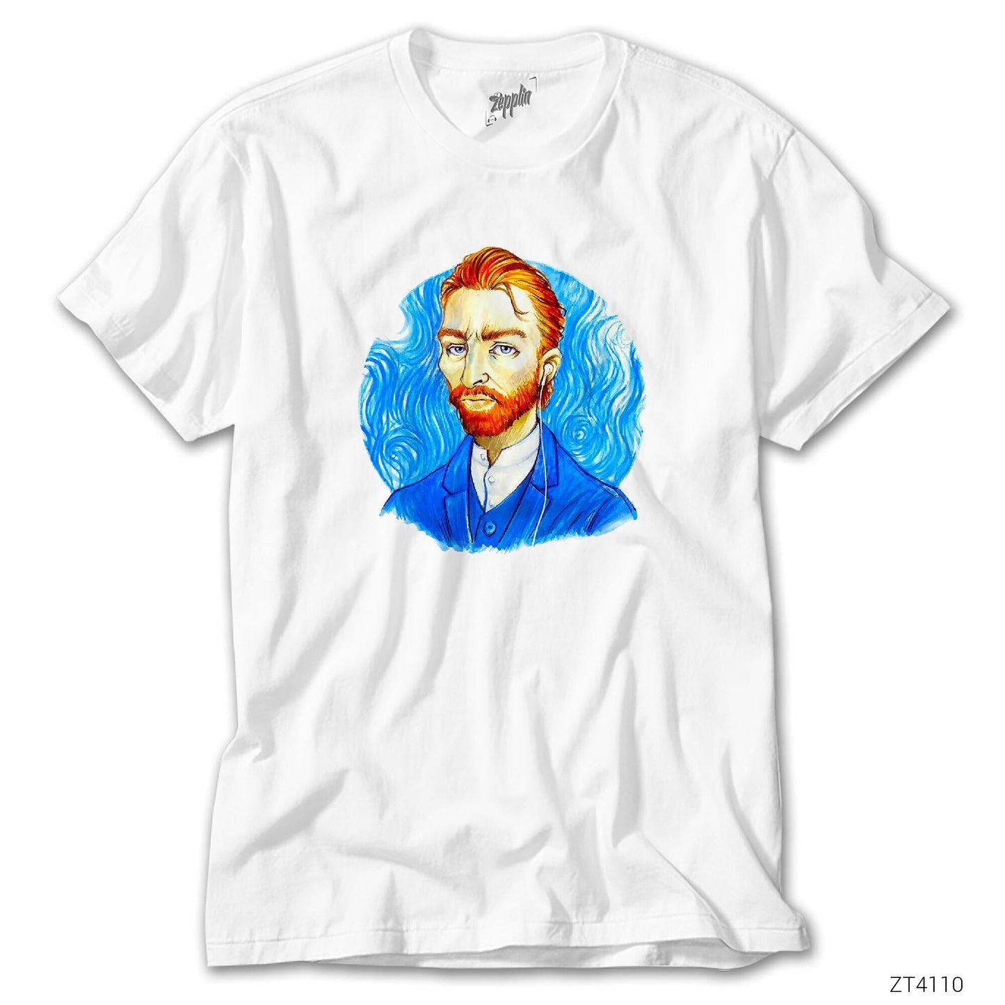 Van Gogh Portre Kulaklık Beyaz Tişört