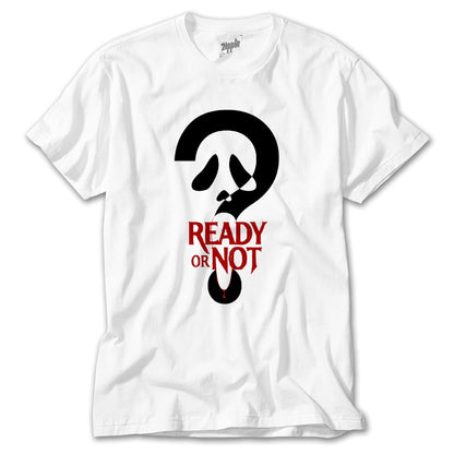 Scream Ready Or Not Beyaz Tişört