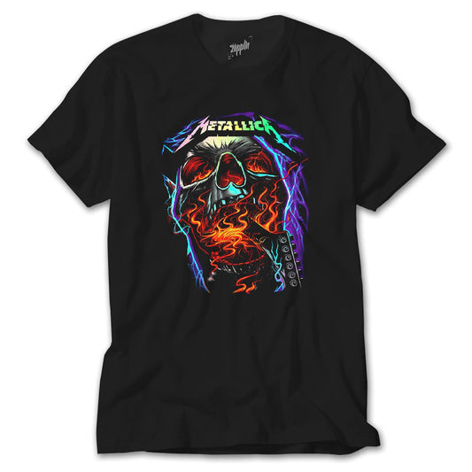 Metallica Skull Guitar Siyah Tişört