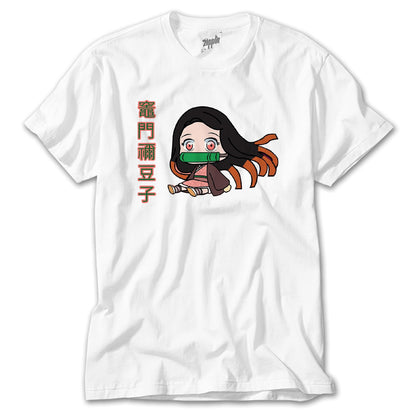 Demon Slayer Nezuko Kamado Tiny Beyaz Tişört