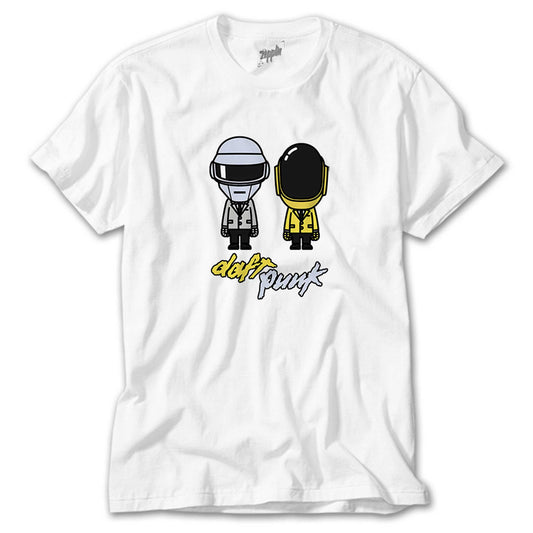 Daft Punk Cartoon Beyaz Tişört