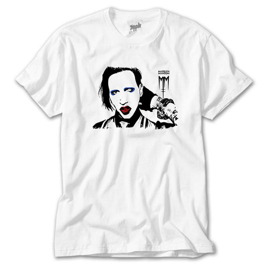 Marilyn Manson Portre Beyaz Tişört