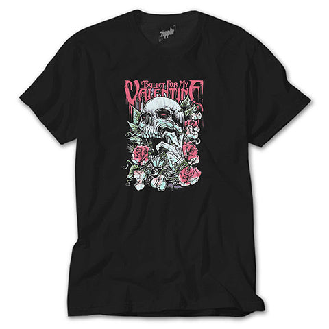Bullet for My Valentine Skull Roses Siyah Tişört