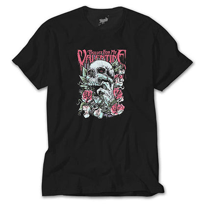Bullet for My Valentine Skull Roses Siyah Tişört