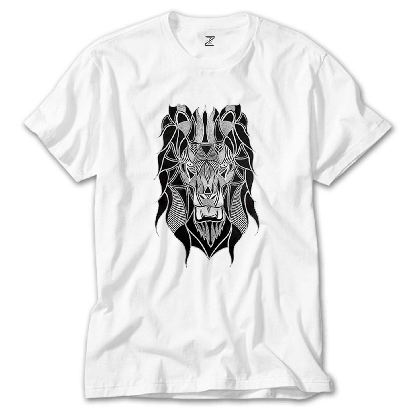 Lion Mozaik Beyaz Tişört