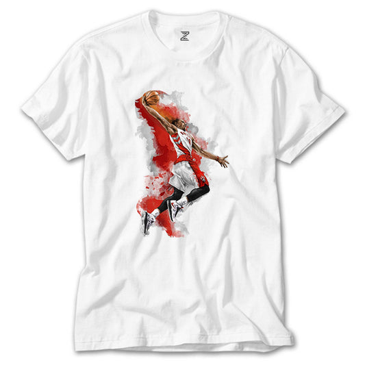 NBA Baller Red Silhouette Beyaz Tişört