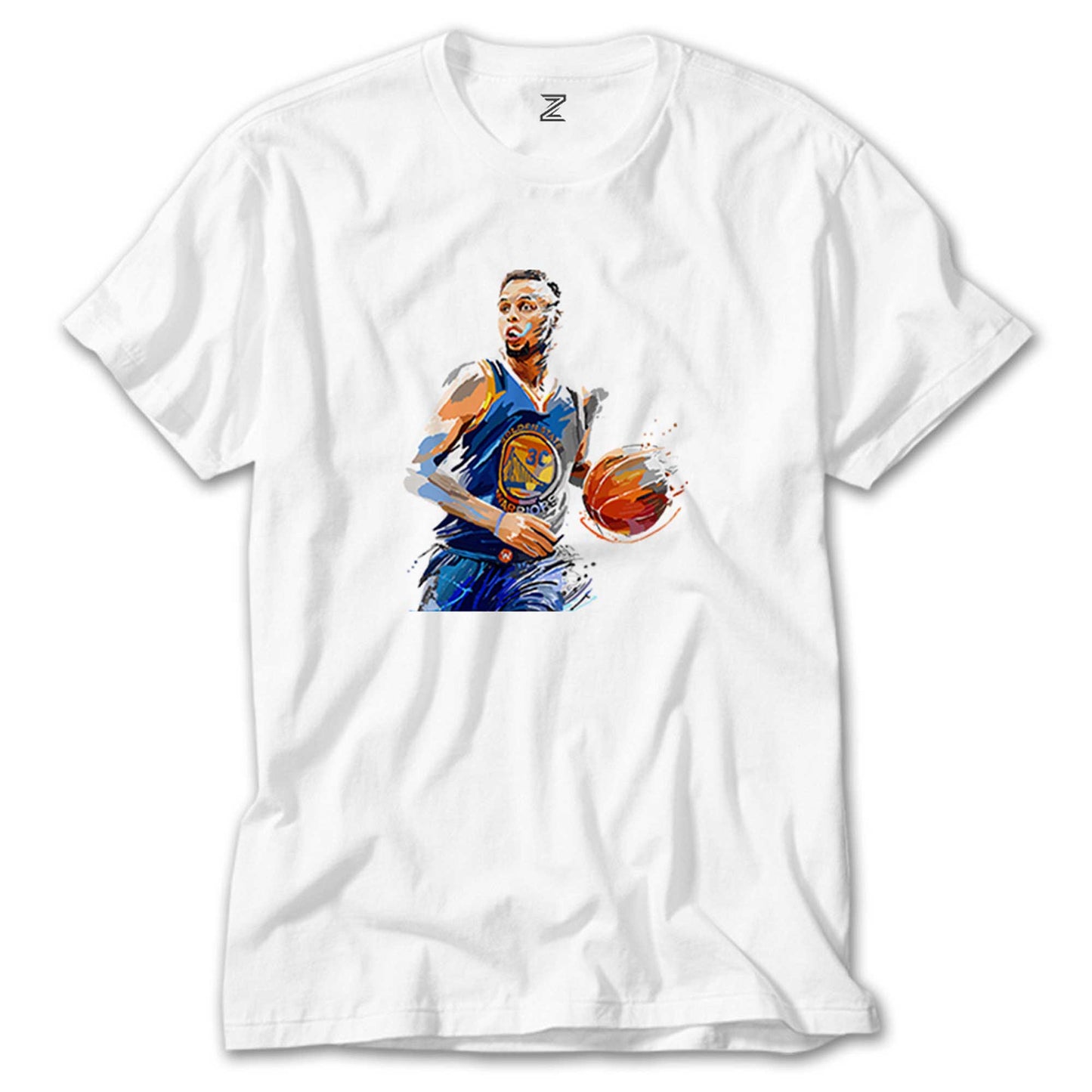 Stephen Curry Blue Silhouette Beyaz Tişört