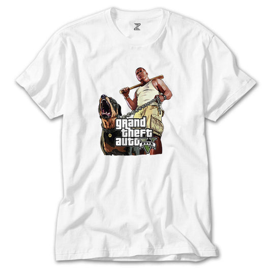Grand Theft Auto Five Dog And Man Beyaz Tişört