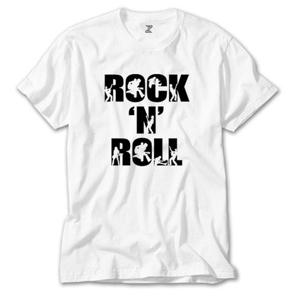 Black Rock 'N' Roll Text Beyaz Tişört