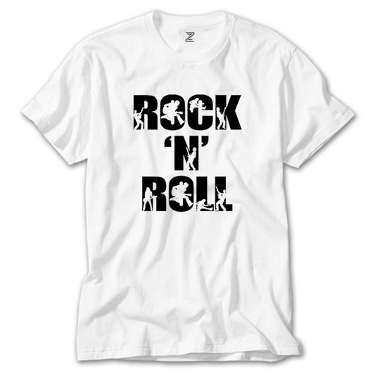 Black Rock 'N' Roll Text Beyaz Tişört