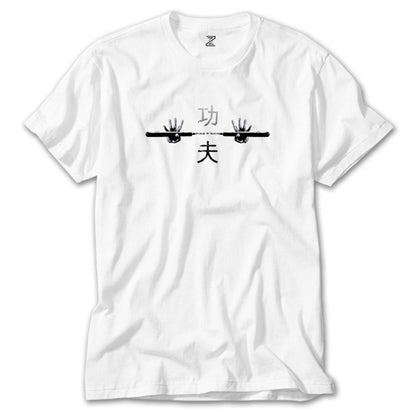 Kung Fu Nunchaku Beyaz Tişört