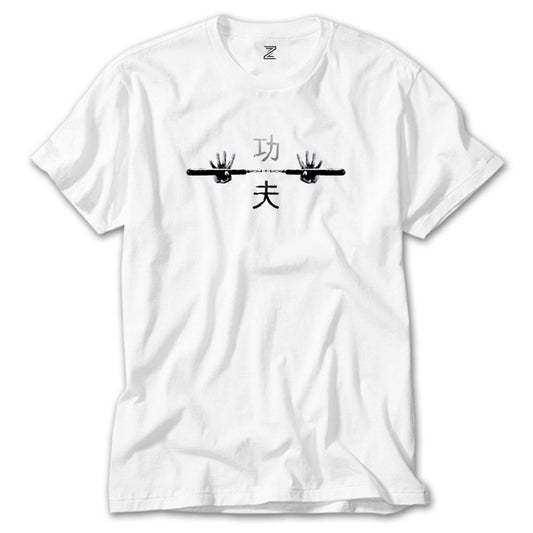 Kung Fu Nunchaku Beyaz Tişört