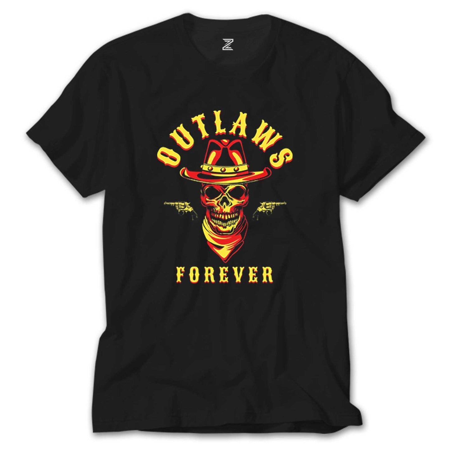 Red Dead Redemption 2 Outlaws Forever Skull Siyah Tişört
