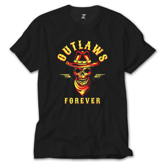 Red Dead Redemption 2 Outlaws Forever Skull Siyah Tişört