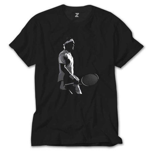 Roger Federer Siluet Siyah Tişört