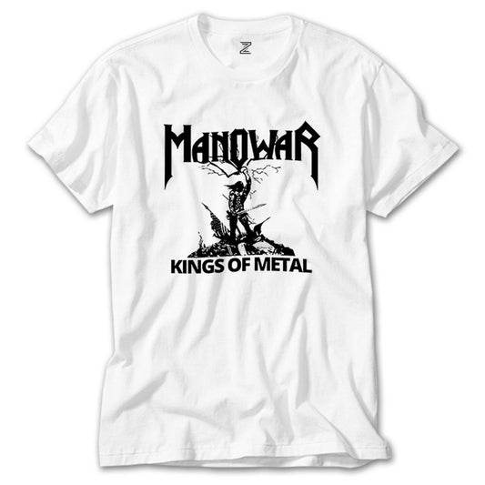 Manowar Kings of Metal Black Beyaz Tişört