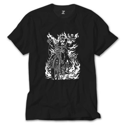 Motörhead Lemmy Kilmister Motorbike Fire Siyah Tişört