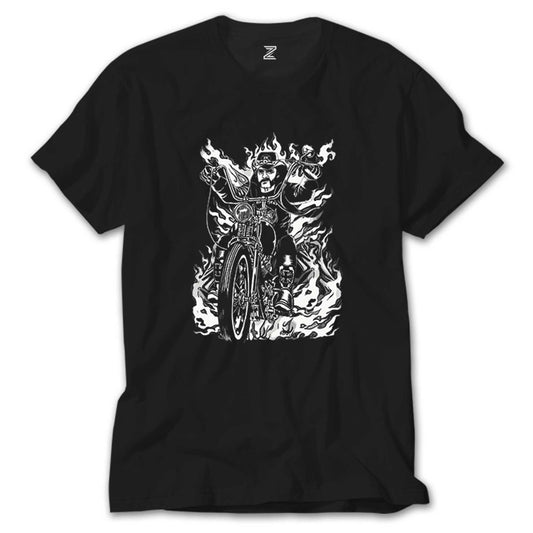 Motörhead Lemmy Kilmister Motorbike Fire Siyah Tişört