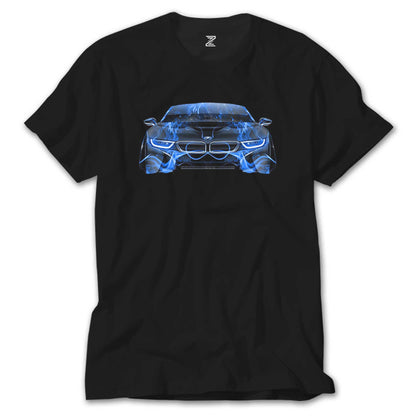 BMW i8 Front Fire Abstract Car Siyah Tişört