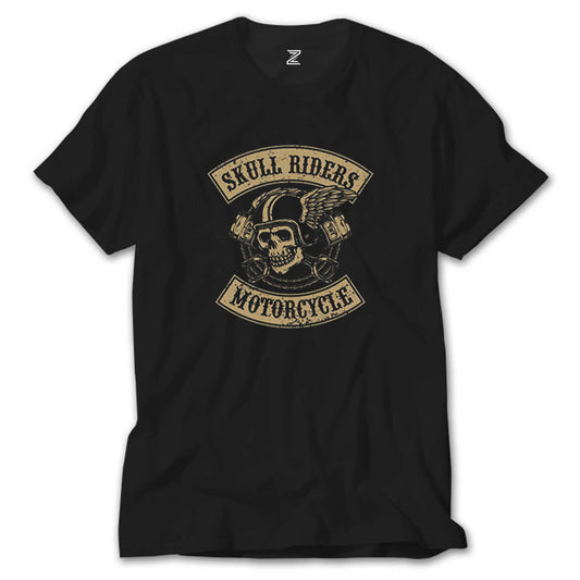 Moto Skull Riders Motorcycle Siyah Tişört