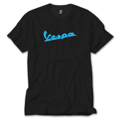 Vespa Text Blue Siyah Tişört