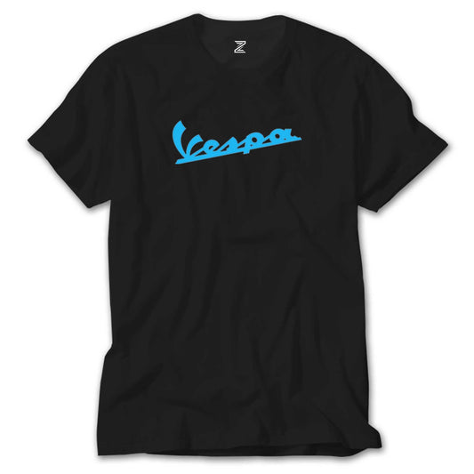 Vespa Text Blue Siyah Tişört