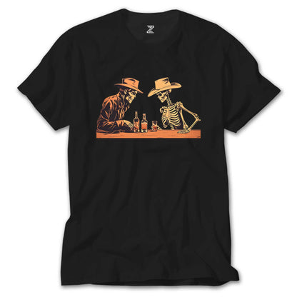 Skelton Cowboy Bar Siyah Tişört