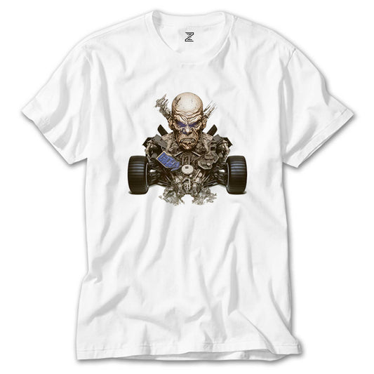 Skull Car Beyaz Tişört