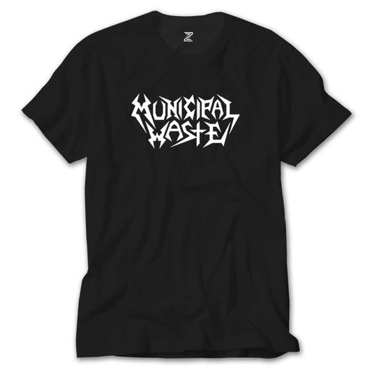 Municipal Waste Text Siyah Tişört
