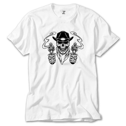 Kovboy Skull Bandana Beyaz Tişört