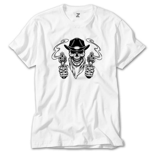 Kovboy Skull Bandana Beyaz Tişört
