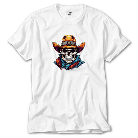 Kovboy Skull Sherif Beyaz Tişört
