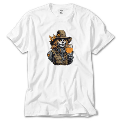 Kovboy Woman Skull Beyaz Tişört
