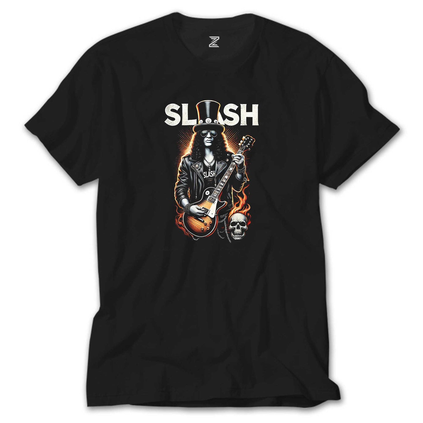 Slash Guitarist Skull Logo Siyah Tişört