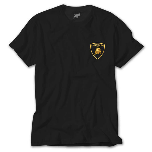 Lamborghini Gold Logo Siyah Tişört