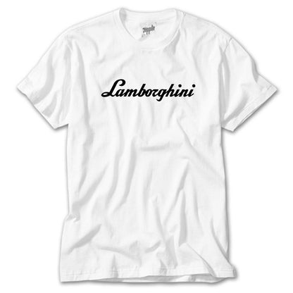 Lamborghini Text Black Beyaz Tişört