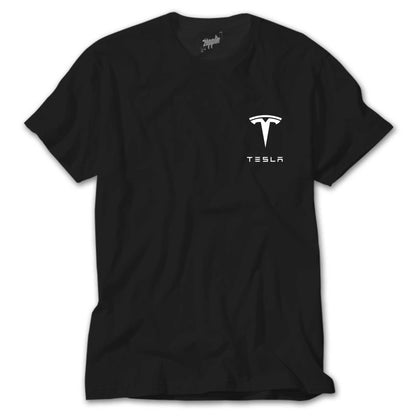 Tesla Logo Text Siyah Tişört