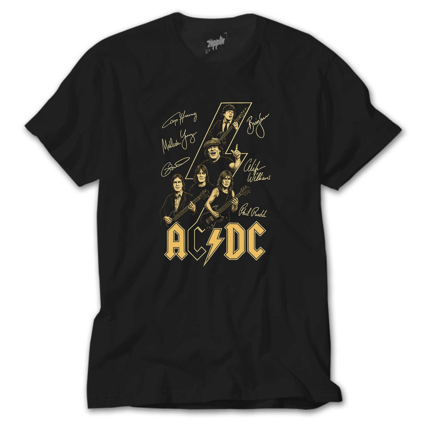 Ac Dc Silüet İmza Siyah Tişört